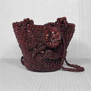 Natural Seed 3D Floral Micro Crossbody Bag